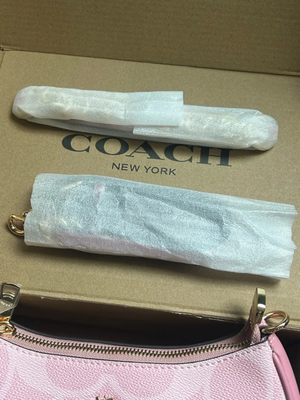 Coach Pink Signature Mini Shoulder Bag with Gold Hardware - Picture 9 of 9